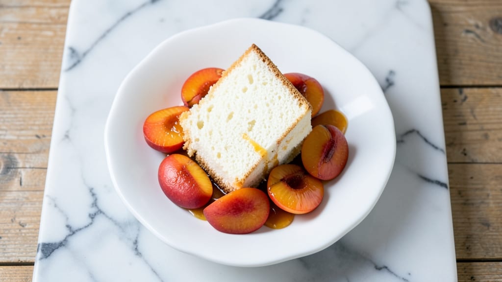 Angel Food Cake and Canned Peaches Recipe: Light-as-Air Layers Soaked in Syrupy Sweetness
