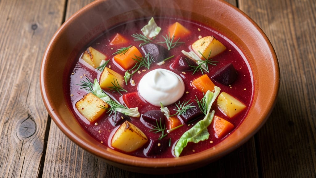 Authentic Russian Borscht Soup Recipe: Beet-Rich Depth With Sour Cream Swirl