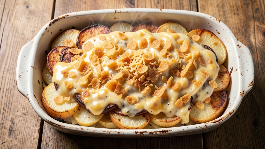 Cracker Barrel Potato Casserole Copycat Recipe: Buttery Cornflake Crust Over Creamy Cheese Potatoes