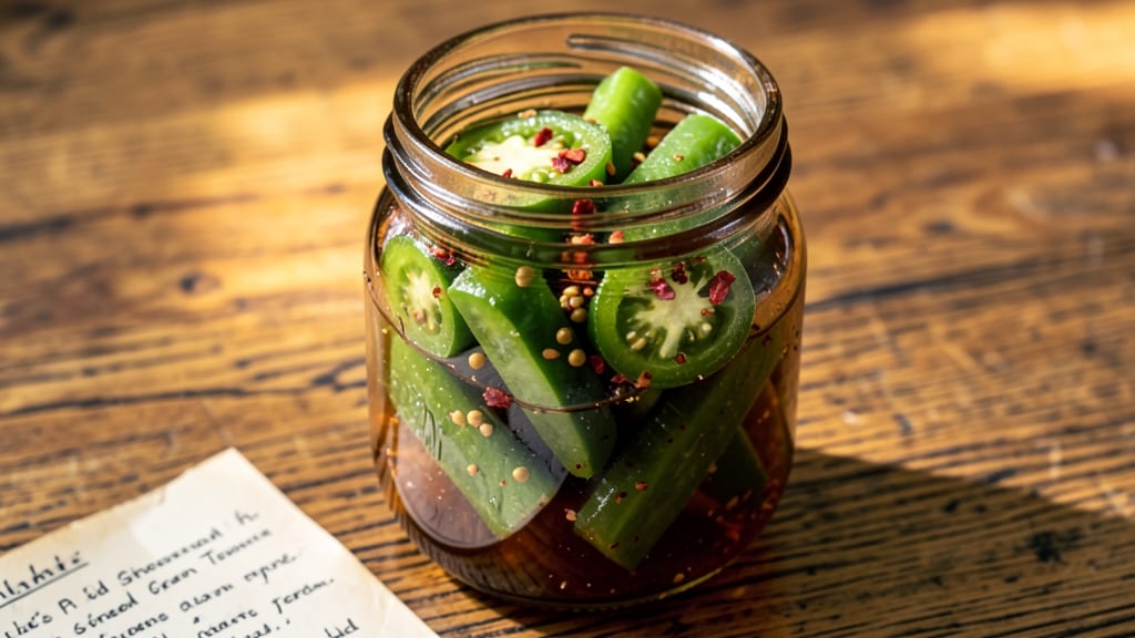 Grandma's Old-Fashioned Pickled Green Tomatoes Recipe: Vinegar-Kissed Crunch in Under 2 Hours