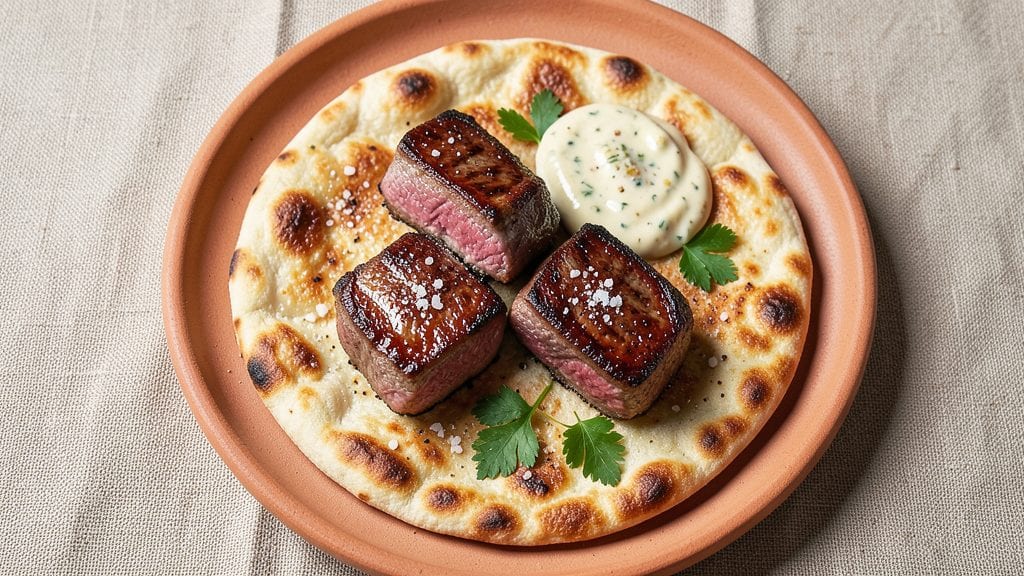 Steak Flatbread Recipe: Flaky Dough Wrapped Around Juicy Steak Bites