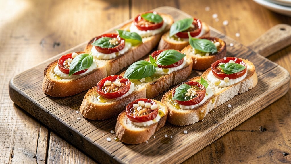 Tomato Crostini Recipe: Sun-Dried Tomato and Basil Bites